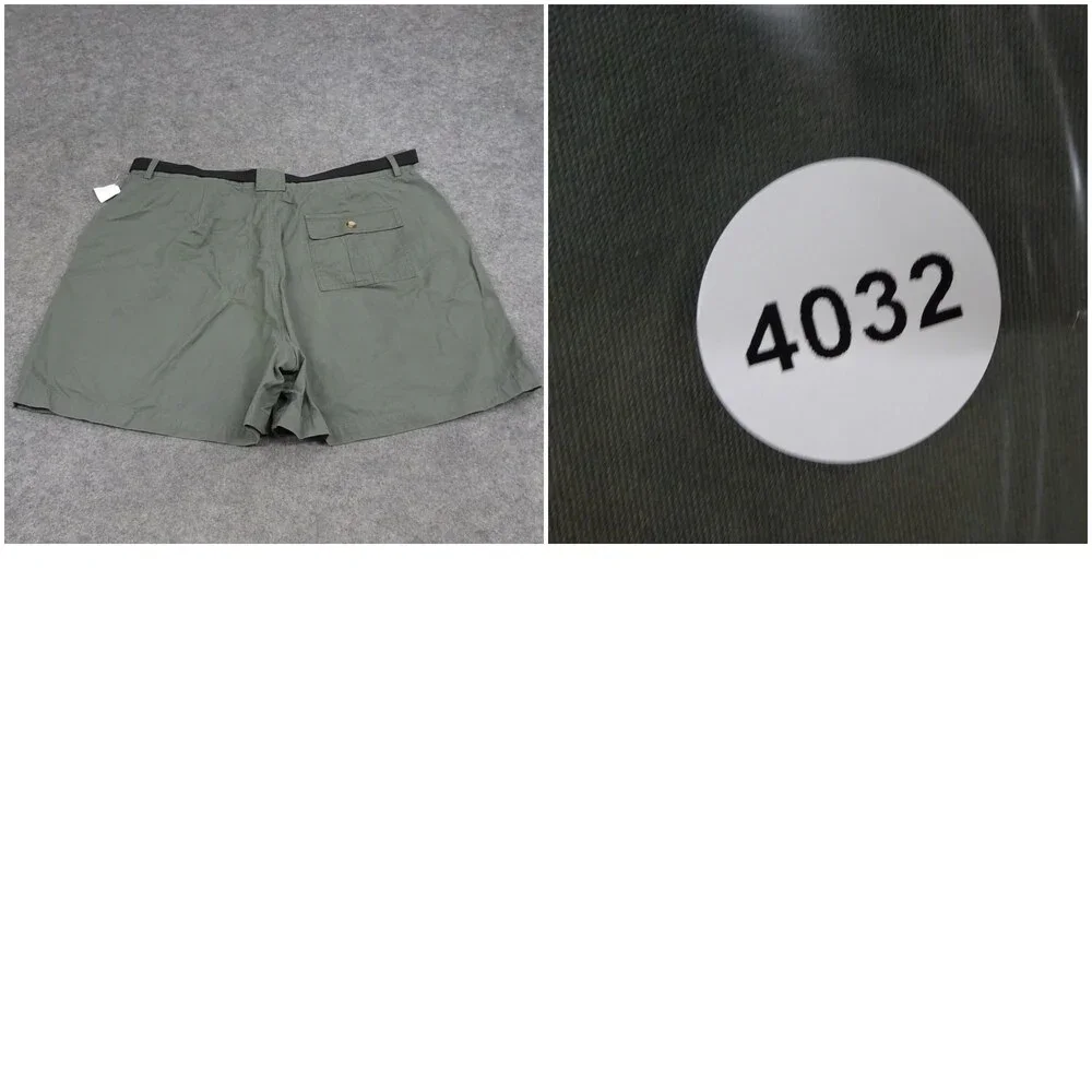 Fashion Bug Shorts Womens 24W Green Belted High Rise Plus Pockets Hot Pants